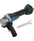 Cordless Angle Grinder Kit With High Speed Metal Cutting And Polishing Rechargeable Battery Lightweight Plastic Construction Pro Grade Tool For Metalwork And Finishing Projects, black and blue with side handle