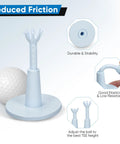 Adjustable Golf Tees For Driving Range And Simulator Beefy Unbreakable Rubber Tees Built For Durability And Stability Ideal For Indoor And Outdoor Practice Height Adjustable Two Point One To Two Point Nine Inches displayed with golf ball