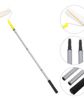 Kickass Detachable Microfiber Paint Roller Brush With Extended Telescopic Handle showing extended silver handle and microfiber roller.