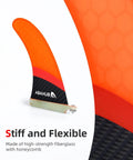 9 Inch SUP Center Fin With Cross Screw For Surfboard Stand Up Paddleboard And Longboard Fiberglass Honeycomb Orange Replacement Fin For Dope Maneuverability And Quick Response, visible with honeycomb texture and cross screw fitting.