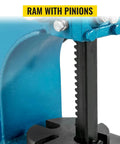 Close-up of ram with pinions on Badass Heavy Duty Arbor Press With 3 Ton Manual Leverage Rig, cast iron construction.