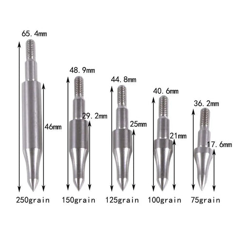 12 Pack Steel Archery Field Points For Target Practice 75 100 125 150 200 250 300 Grain Bullet Points variant sizes