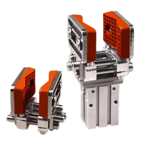 Mechanical Arm Fixture With Widened Chuck And Parallel Gripper For 16D/20D Pneumatic Systems, Finger Cylinder Accessory in silver and red