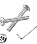 Premium M6x50mm Hex Socket Head Cap Screws 30 Pack 304 Stainless Steel Furniture Bolts With Hex Key Wrench, showing screw details.