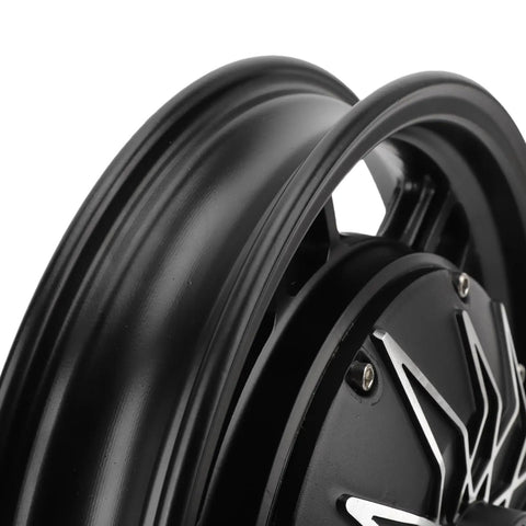 14 Inch Aluminum Alloy Hub Motor For Electric Scooter Upgrade 2000W To 5000W black wheel close-up showing heavy duty design and durable construction.