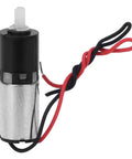 Garosa 6mm geared motor, metal body, front view with red and black wires