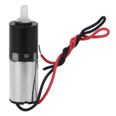 Garosa 6mm geared motor, metal body, front view with red and black wires