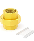 Brass Union Pipe Fitting 1-1/2 Inch Female Connector For Plumbing, heavy duty brass, corrosion resistant, includes sealing strip