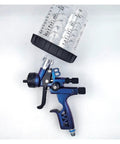 Top Tier Pneumatic Paint Sprayer With 1.3 Mm Stainless Steel Nozzle Kit, featuring a blue body and transparent cup for easy paint mixing.
