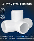Heavy Duty 1/2 Inch PVC Fittings 4 Way Elbow Connector Set For DIY Furniture And Frames UV Resistant 10 Pack Compatible With 1/2 Schedule 40 PVC Pipes Premium Furniture Grade