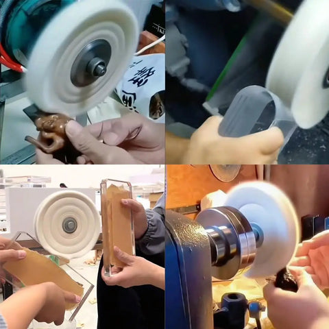 2 Pack 8 Inch Cotton Buffing Wheels With Five Eighth Inch Arbor For Bench Grinder Jewelry Polishing Kits in use on various materials