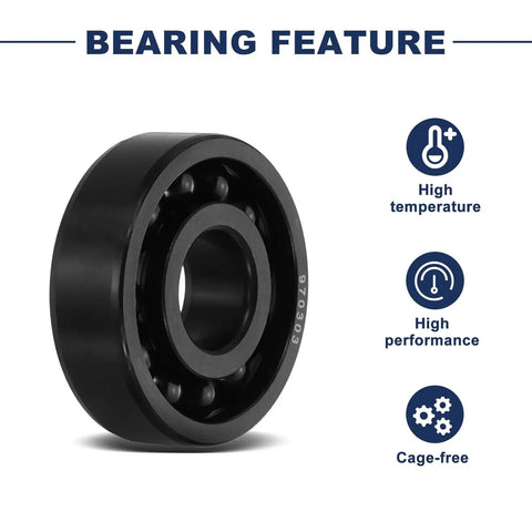 2 Pcs 6303 Deep Groove Ball Bearings Chrome Steel 16.8 By 47 By 14 mm showing high performance and cage-free design.