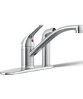 Jolt Swing Spout With Integrated Side Spray, Go-To Heavy-Duty Metal Faucet For Deck Mounted Widespread 2-Hole Install in chrome finish