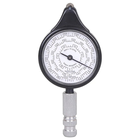 Heavy Duty Rock Solid Map Distance Measurer Built Like A Tank For Spot On Tracking And No Sweat Handling On Rough Outdoor Job Sites By Seasoned Surveyors And Engineers, black and silver mechanical measuring tool.