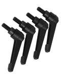Beefy 4 Piece M8 Clamping Lever Handle Set in Stainless Steel Black Finish Male Thread Adjustable Machine Knobs for Precise Positioning and Quick Tuning in 16mm, black threaded levers