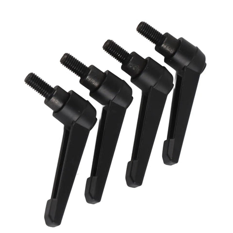 Beefy 4 Piece M8 Clamping Lever Handle Set in Stainless Steel Black Finish Male Thread Adjustable Machine Knobs for Precise Positioning and Quick Tuning in 16mm, black threaded levers