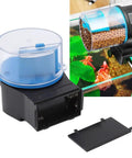 Heavy Duty Automatic Fish Feeder With Smart Electric Dual Compartments, blue ABS, showing dual hoppers for aquariums.