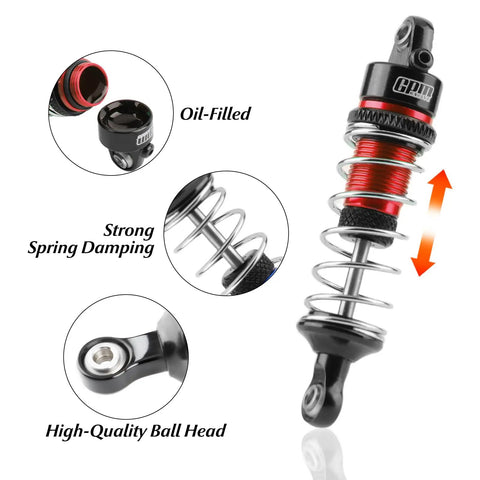 Aluminum Front And Rear Shock Absorbers Set With Adjustable Springs For ARRMA 1/18 Granite 1/16 Mojave 1/14 Typhon RC Truck Upgrades Oil Filled Sealed 7075 Alloy Suspension