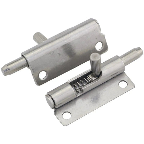 Stainless Steel Retractable Spring Push Latch Set With Left And Right Mount, Pin Style Latches, 2.28x0.79x0.35 Inches