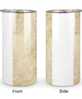 Front and side view of Beige Granite Stone Look Water Cup In 304 Stainless Steel Gradient Finish Leak Proof Push Pull Lid Thickened Base
