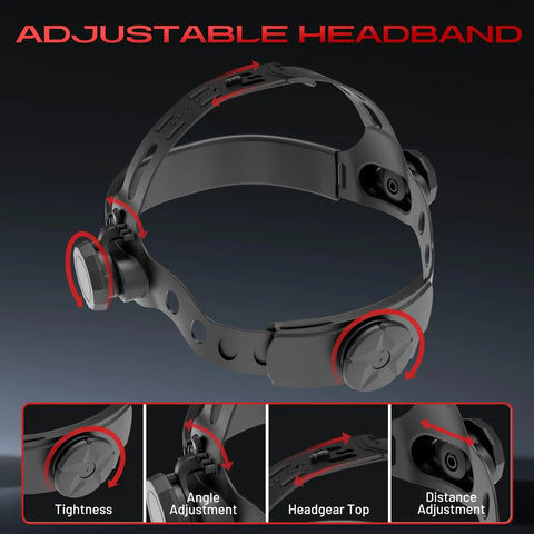 Adjustable headband for Auto Darkening Welding Helmet With Solar Power 2 Arc Sensors Wide Shade Range 3 To 4 8 To 9 13 For TIG MIG ARC Weld Grinding Black Hood With Clear View Ultra Fast Dark Transition Eye Protection For Welders
