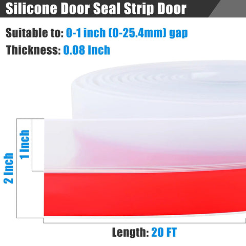 2 Inch By 20 Foot Silicone Draft Seal Tape For Doors And Windows, Extra Thick 2mm Weather Stripping With Heavy Duty Adhesive