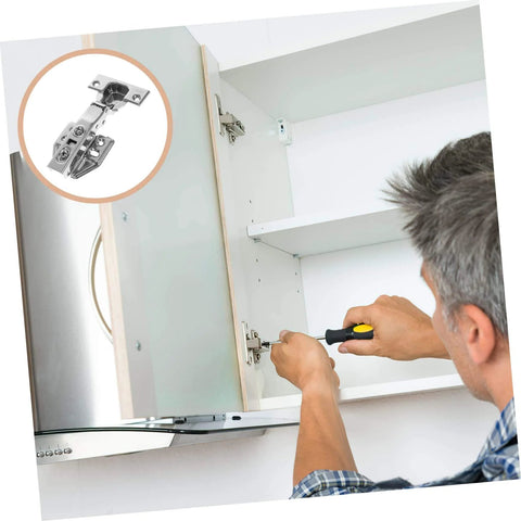 Stainless Steel Hidden Door Hinge With Soft Close Mechanism For Kitchen And Bathroom Cabinets Built To Last Durable Material Easy Installation And Smooth Damping By HOMSFOU being installed in a kitchen cabinet