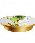 Stunning Mirrored Gold Electric Turntable For Jewelry And Accessories. Smooth Spinning Display With USB Power and floral reflection.