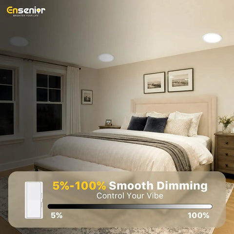 Four Pack 7 Inch Led Recessed Ceiling Lights With 5 Cct Switch For Hassle Free Setup Allows You To Pick The Exact Warmth Level Before Mounting Delivers Punchy 1600 Lumen Glow To Brighten Up Rooms Fast With Zero Guessing Needed