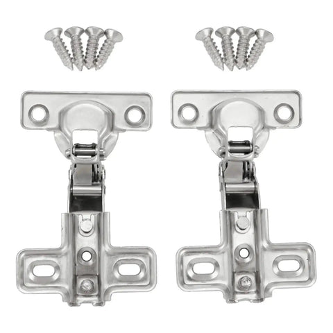 Soft Close Damper Hinges 2 Pack For Kitchen Cabinets 25mm Overlay Full Or Half Overlay Inline Mount Stainless Steel Cabinet Door Hardware For Smooth Quiet Closing displayed with screws