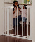 36 Inch Tall Auto Close Baby Gate With Door For Doorways Pressure Mounted Fits 29.75 To 40.5 Inch Openings White Swing Gate