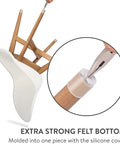 Clear Chair Leg Floor Protectors 16 Piece Set With Felt Bottom Silicone Pads on chair showing installation and felt detail