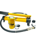 10 Ton Heavy Duty Hydraulic Cylinder Jack Kit With CP-180 Manual Hand Pump and 2 Inch Stroke, yellow hydraulic pump with hose.