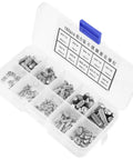Heavy Duty Stainless Steel Rivet Kit 160 Piece Assorted Round Knurled Fasteners in storage box for automotive and workshop upgrades.