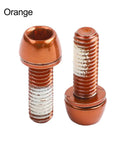 Orange PVD Coated Steel Bicycle Crank Bolts M6x18mm With Gasket For Road Bike, shown front view