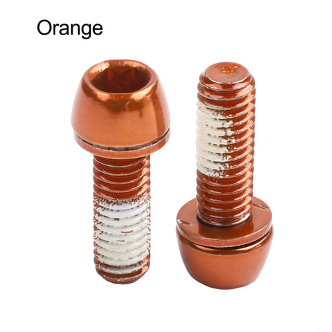 Orange PVD Coated Steel Bicycle Crank Bolts M6x18mm With Gasket For Road Bike, shown front view