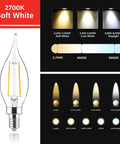 Dimmable 40 Watt Equivalent CA10 Flame Tip LED Candle Bulbs For Chandeliers Ceiling Fans And Pendants Soft White 2700K lighting display