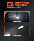 Before and after car surface using Compact 3 Inch Orbital Polisher With 10mm Orbit 780W Variable Speed Dual Action Ergonomic Grip.
