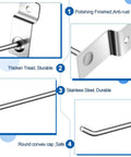 Close-up of 100 Pack Slatwall Hooks 6 And 8 Inch Silver Metal Pegs, showcasing polishing finish, stainless steel durability, and round ends.