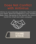 Image showing Mac Virus Removal USB Stick For Apple Computers Lets You Run On Up To Three Laptops Or Desktops For One Year And Works With Your Antivirus Ready To Use Right Out Of The Box On Compatible Macs And Keeps Your System Clean From Threats with 'Does Not Conflict with Antivirus' text and icons.
