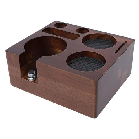 This Dead Easy Acacia Wood Coffee Tamper Station Keeps Your Espresso Gear Tidy And Quick To Grab Featuring Grippy Rubber Pads.