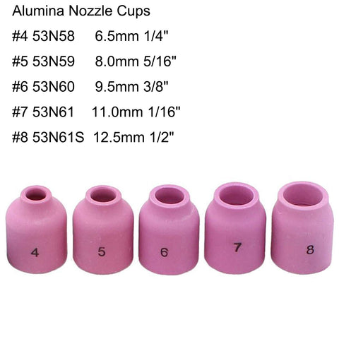 TIG Welding Torch 37 Piece Gas Lens Kit Accessories, alumina nozzle cups in sizes 4 to 8, for DB SR WP 9 20 25 TIG Torch.