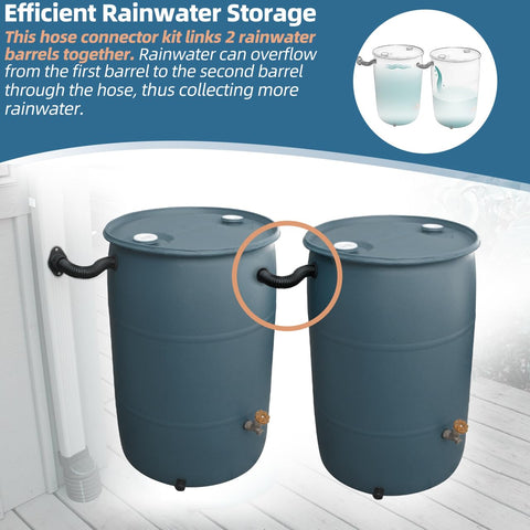 Rain Barrel Hose Connector Kit Link Two Rain Barrels To Double Your Rainwater Storage For Home Garden And Outdoor Chores Not For Metal Drums With Included Hole Saw And Gaskets Easy To Install