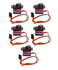 5 Pack Heavy Duty 9g Micro Servo Motor Featuring Upgraded Metal Gears And Double Ball Bearings For Rc Trucks Boats Helicopters And Crawlers Built Like A Tank With Kickass Torque And Zero Lag, showing multiple servos with wires.