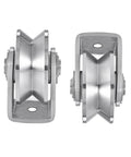 V Groove Wheel Set Stainless Steel Heavy Duty Wire Rope Pulley Block Sliding Gate Rollers With Double Bearing Plate Caster