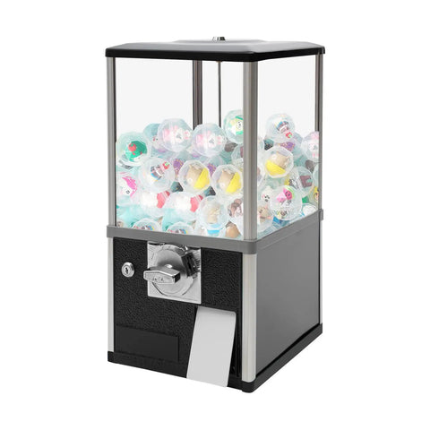Kickass Heavy Duty Coin Vending Machine For Big Capsules, built like a tank, showing clear display and colorful capsule toys.