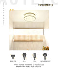 Gold Ceiling Light With Frosted Glass Flush Mount LED Hallway Fixture, shown with base types and specifications chart.