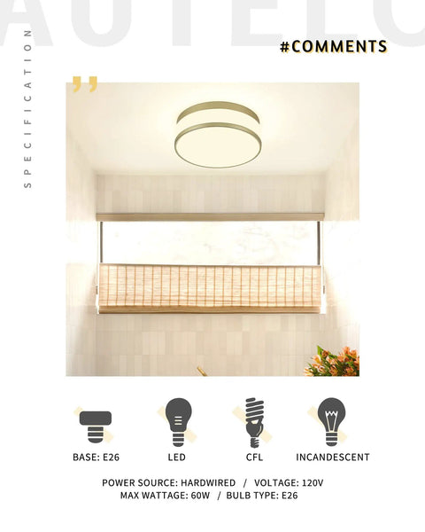 Gold Ceiling Light With Frosted Glass Flush Mount LED Hallway Fixture, shown with base types and specifications chart.