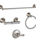 Brushed Nickel Adjustable Towel Bar 24 Inch Expandable 4 Piece Bathroom Hardware Set Wall Mounted With Towel Ring Toilet Paper Holder And Robe Hook