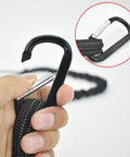 Close-up of hand holding Tool Lanyard 10 Pack Safety Tool Leash Fall Protection Gear showing black carabiner and strap detail.